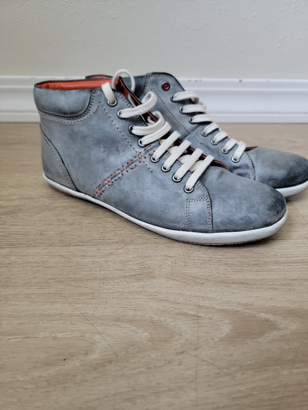 Roan By Bedstu Mens Grey Leather High Top Sneakers